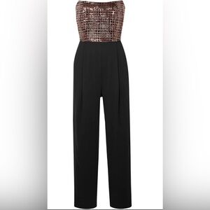 Michelle Mason Strapless sequin-embellished mesh and crepe jumpsuit
